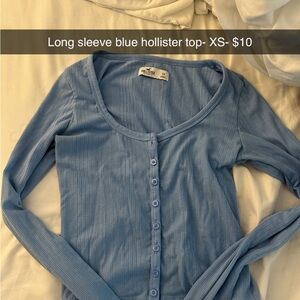 Hollister Light Blue Ribbed Long Sleeve Top